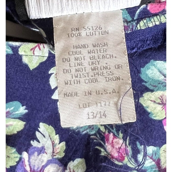 Vintage USA Positive Attitude Floral Dress Womens Size 13/14 Puff Sleeve Pockets - Picture 4 of 14